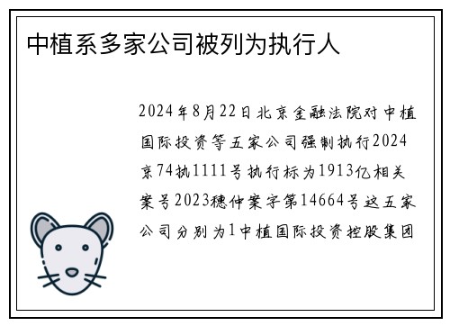 中植系多家公司被列为执行人